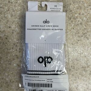 ALO Yoga Unisex White and Black Half-Crew Socks